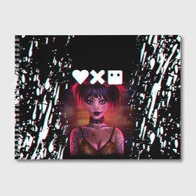 Альбом для рисования с принтом Love, Death and Robots | Lora Glitch (Z) в городе Новоалтайск, 100% бумага
 | матовая бумага, плотность 200 мг. | Тематика изображения на принте: death | glitch | lora | love | love death robots | netflix | robots | vedeathrobots | xbot 4000 | глитч | лора | любовь | нетфликс | роботы | сериал | сериалы