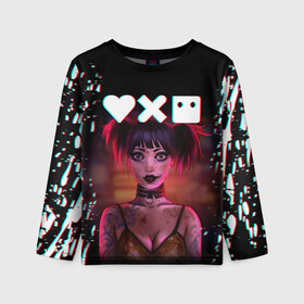 Детский лонгслив 3D с принтом Love, Death and Robots | Lora Glitch (Z) в городе Новоалтайск, 100% полиэстер | длинные рукава, круглый вырез горловины, полуприлегающий силуэт
 | death | glitch | lora | love | love death robots | netflix | robots | vedeathrobots | xbot 4000 | глитч | лора | любовь | нетфликс | роботы | сериал | сериалы