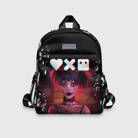 Детский рюкзак 3D с принтом Love, Death and Robots | Lora Glitch (Z) в городе Новоалтайск, 100% полиэстер | лямки с регулируемой длиной, сверху петелька, чтобы рюкзак можно было повесить на вешалку. Основное отделение закрывается на молнию, как и внешний карман. Внутри дополнительный карман. По бокам два дополнительных кармашка | death | glitch | lora | love | love death robots | netflix | robots | vedeathrobots | xbot 4000 | глитч | лора | любовь | нетфликс | роботы | сериал | сериалы