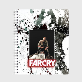Тетрадь с принтом FARCRY WOLF в городе Новоалтайск, 100% бумага | 48 листов, плотность листов — 60 г/м2, плотность картонной обложки — 250 г/м2. Листы скреплены сбоку удобной пружинной спиралью. Уголки страниц и обложки скругленные. Цвет линий — светло-серый
 | far cry | far cry 5 | far cry new dawn | far cry primal | farcry | fc 5 | fc5 | game | new dawn | primal | игры | постапокалипсис | фар край | фар край 5
