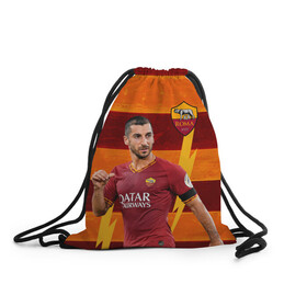 Рюкзак-мешок 3D с принтом Henrikh Mkhitaryan Roma в городе Новоалтайск, 100% полиэстер | плотность ткани — 200 г/м2, размер — 35 х 45 см; лямки — толстые шнурки, застежка на шнуровке, без карманов и подкладки | Тематика изображения на принте: henrikh mkhitaryan | mkhitaryan | roma | roma fc | vdzabma | генрих мхитарян | мхитарян | рома | фк рома