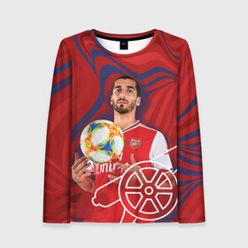 Женский лонгслив 3D с принтом Henrikh Mkhitaryan Arsenal в городе Новоалтайск, 100% полиэстер | длинные рукава, круглый вырез горловины, полуприлегающий силуэт | arsenal | arsenal fc | henrikh mkhitaryan | mkhitaryan | vdzabma | арсенал | генрих мхитарян | мхитарян | фк арсенал