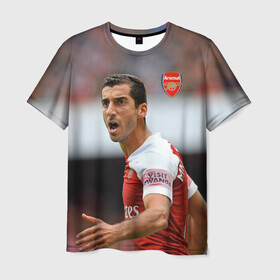 Мужская футболка 3D с принтом H Mkhitaryan Arsenal в городе Новоалтайск, 100% полиэфир | прямой крой, круглый вырез горловины, длина до линии бедер | arsenal | arsenal fc | henrikh mkhitaryan | mkhitaryan | vdzabma | арсенал | генрих мхитарян | мхитарян | фк арсенал
