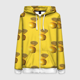 Женская толстовка 3D на молнии Летние лимоны: в городе Новоалтайск, 100% полиэстер | длина до линии бедра, манжеты и пояс оформлены мягкой тканевой резинкой, двухслойный капюшон со шнурком для регулировки, спереди молния, по бокам два кармана | желтый | лето | лимон | паттерн | сочный | цитрус