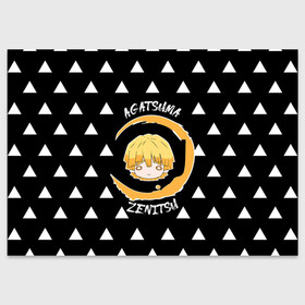 Поздравительная открытка с принтом Agatsuma Zenitsu Kimetsu no Yaiba в городе Новоалтайск, 100% бумага | плотность бумаги 280 г/м2, матовая, на обратной стороне линовка и место для марки
 | Тематика изображения на принте: demon slayer | kamado | kimetsu no yaiba | nezuko | tanjiro | аниме | гию томиока | зеницу агацума | иноске хашибира | камадо | клинок | корзинная девочка | манга | музан кибуцуджи | незуко | рассекающий демонов | танджиро