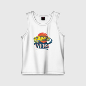 Детская майка хлопок с принтом Summer Vibes в городе Новоалтайск,  |  | beach | palm | sea | summer | vibes | вайб | волны | жара | летние | лето | море | пальмы | пляж