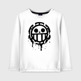 Детский лонгслив хлопок с принтом One Piece знак Пиратов Сердца черной краской в городе Новоалтайск, 100% хлопок | круглый вырез горловины, полуприлегающий силуэт, длина до линии бедер | one piece | one piece art | аниме one piece | ван пис | ван писс | ван писс луфи | ванпис | вон п | зоро ван пис | зоро из аниме | зоррро ван пис | лофи | лоффи | луфи | луффи | луффи one piece | луффи арт | луффи ван пис