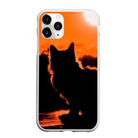 Чехол для iPhone 11 Pro матовый с принтом Котенок на фоне заката в городе Новоалтайск, Силикон |  | закат | кот | котенок | кошка | солнце