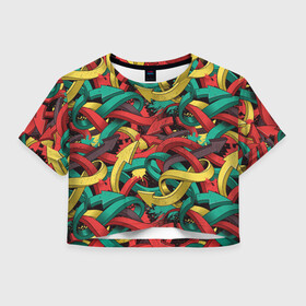 Женская футболка Crop-top 3D с принтом Граффити стрелки в городе Новоалтайск, 100% полиэстер | круглая горловина, длина футболки до линии талии, рукава с отворотами | graffiti | hip hop | rap | street | style | urban | граффити | стрелки | улица | урбан | хип хоп