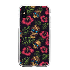 Чехол для iPhone XS Max матовый с принтом Ананасовый череп в городе Новоалтайск, Силикон | Область печати: задняя сторона чехла, без боковых панелей | rock and roll | rock n roll | skull | ананас | рок н ролл | цветы | череп | черепушка