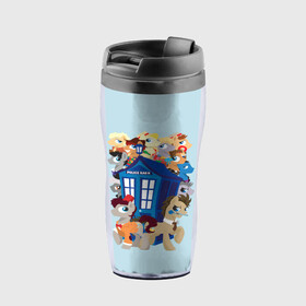 Термокружка-непроливайка с принтом My little pony x Doctor Who в городе Новоалтайск, внутренняя часть — пищевой пластик, наружная часть — прозрачный пластик, между ними — полиграфическая вставка с рисунком | объем — 350 мл, герметичная крышка | my little pony | весёлая пинки пай | добрая флаттершайн | доктор кто | дружба это чудо | единорог | единороги | май литл пони | мульт | мультфильм | радуга дэш | селестия | спайк | сумеречная искорка