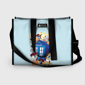 Сумка-шоппер 3D с принтом My little pony x Doctor Who в городе Новоалтайск, 100% полиэстер | застегивается на металлическую кнопку; внутренний карман застегивается на молнию. Стенки укреплены специальным мягким материалом, чтобы защитить содержимое от несильных ударов
 | my little pony | весёлая пинки пай | добрая флаттершайн | доктор кто | дружба это чудо | единорог | единороги | май литл пони | мульт | мультфильм | радуга дэш | селестия | спайк | сумеречная искорка