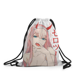 Рюкзак-мешок 3D с принтом Darling in the Franxx Zero Two в городе Новоалтайск, 100% полиэстер | плотность ткани — 200 г/м2, размер — 35 х 45 см; лямки — толстые шнурки, застежка на шнуровке, без карманов и подкладки | 02 | anime girl | darling in the franxx | zero two | аниме | дарлинг во франксе | девушка с розовыми волосами | манга | милый во франксе | ноль два | розовые волосы | тян