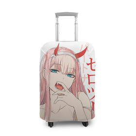 Чехол для чемодана 3D с принтом Darling in the Franxx Zero Two в городе Новоалтайск, 86% полиэфир, 14% спандекс | двустороннее нанесение принта, прорези для ручек и колес | 02 | anime girl | darling in the franxx | zero two | аниме | дарлинг во франксе | девушка с розовыми волосами | манга | милый во франксе | ноль два | розовые волосы | тян
