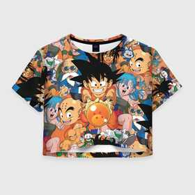 Женская футболка Crop-top 3D с принтом Dragon Ball (главные герои) в городе Новоалтайск, 100% полиэстер | круглая горловина, длина футболки до линии талии, рукава с отворотами | anime | dragon ball | dragon ball z | goku | аниме | драконий жемчуг | жемчуг дракона | манга | сайян | сон гоку