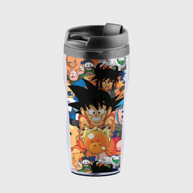 Термокружка-непроливайка с принтом Dragon Ball (главные герои) в городе Новоалтайск, внутренняя часть — пищевой пластик, наружная часть — прозрачный пластик, между ними — полиграфическая вставка с рисунком | объем — 350 мл, герметичная крышка | anime | dragon ball | dragon ball z | goku | аниме | драконий жемчуг | жемчуг дракона | манга | сайян | сон гоку