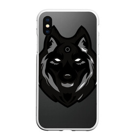 Чехол для iPhone XS Max матовый с принтом Демон волк в городе Новоалтайск, Силикон | Область печати: задняя сторона чехла, без боковых панелей | Тематика изображения на принте: волк | зверь | серый | тьма | хищник | чёрный