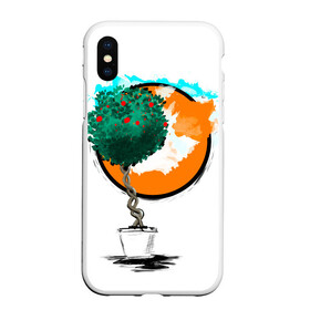 Чехол для iPhone XS Max матовый с принтом Дерево (рисунок красками) в городе Новоалтайск, Силикон | Область печати: задняя сторона чехла, без боковых панелей | дерево | зеленый | зелень | искусство | краски | оранжевый | пейзаж | растение | рисунок | современный дизайн | современный стиль | солнце