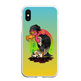 Чехол для iPhone XS Max матовый с принтом птица падальщик гриф меломан в городе Новоалтайск, Силикон | Область печати: задняя сторона чехла, без боковых панелей | Тематика изображения на принте: гриф | меломан | музыкант | падальщик | птица | череп