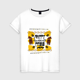 Женская футболка хлопок с принтом Nappy and Proud Африка в городе Новоалтайск, 100% хлопок | прямой крой, круглый вырез горловины, длина до линии бедер, слегка спущенное плечо | abstract | abstraction | africa | afrika | nap | абстрактный рисунок | абстракция | в африканском стиле | гордость | гордый | гордыня | завитушки | завитые волосы | причёска | рисунок | скальная живопись | стиль | узор