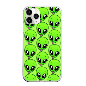 Чехол для iPhone 11 Pro Max матовый с принтом Инопланетяне в городе Новоалтайск, Силикон |  | детская | зелёный человек | инопланетяне | инопланетянин | кислотно зеленая | летняя | лето | нло | пришелец | пришельцы | солнце | язык