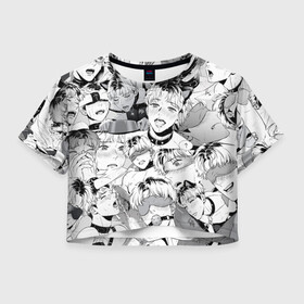 Женская футболка Crop-top 3D с принтом Ахегао/Ahegao парни О Чан У в городе Новоалтайск, 100% полиэстер | круглая горловина, длина футболки до линии талии, рукава с отворотами | ahegao | bj alex | ахегао | ахегао парень | манга | манхва | о чан у | парень