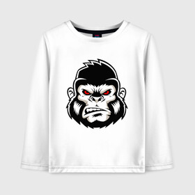 Детский лонгслив хлопок с принтом Bad Monkey в городе Новоалтайск, 100% хлопок | круглый вырез горловины, полуприлегающий силуэт, длина до линии бедер | animal | beast | gorilla | monkey | горилла | животные | зверь | конг | обезьяна | природа | хищник