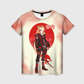 Женская футболка 3D с принтом Кенджиро Ренгоку Kimetsu no Yaiba в городе Новоалтайск, 100% полиэфир ( синтетическое хлопкоподобное полотно) | прямой крой, круглый вырез горловины, длина до линии бедер | demon slayer | kamado | kimetsu no yaiba | nezuko | tanjiro | аниме | гию томиока | зеницу агацума | иноске хашибира | камадо | клинок | корзинная девочка | манга | музан кибуцуджи | незуко | рассекающий демонов | танджиро