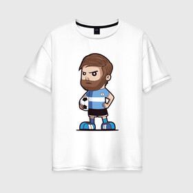 Женская футболка хлопок Oversize с принтом Messi - Argentina в городе Новоалтайск, 100% хлопок | свободный крой, круглый ворот, спущенный рукав, длина до линии бедер
 | argentina | barca | barcelona | football | lionel | messi | spain | sport | аргентина | барса | барселона | гол | золотой мяч | игрок | испания | камп ноу | лионель | месси | мяч | спорт | тренер | футбол | чемпион | чемпионат