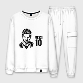 Мужской костюм хлопок с принтом Messi 10 в городе Новоалтайск, 100% хлопок | на свитшоте круглая горловина, мягкая резинка по низу. Брюки заужены к низу, на них два вида карманов: два “обычных” по бокам и два объемных, с клапанами, расположенные ниже линии бедра. Брюки с мягкой трикотажной резинкой на поясе и по низу штанин. В поясе для дополнительного комфорта — широкие завязки | argentina | barca | barcelona | football | lionel | messi | spain | sport | аргентина | барса | барселона | гол | золотой мяч | игрок | испания | камп ноу | лионель | месси | мяч | спорт | тренер | футбол | чемпион | чемпионат