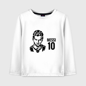 Детский лонгслив хлопок с принтом Messi 10 в городе Новоалтайск, 100% хлопок | круглый вырез горловины, полуприлегающий силуэт, длина до линии бедер | argentina | barca | barcelona | football | lionel | messi | spain | sport | аргентина | барса | барселона | гол | золотой мяч | игрок | испания | камп ноу | лионель | месси | мяч | спорт | тренер | футбол | чемпион | чемпионат