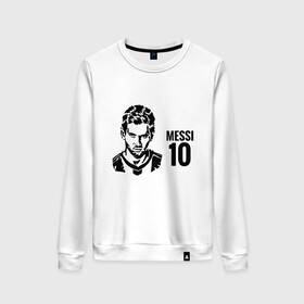 Женский свитшот хлопок с принтом Messi 10 в городе Новоалтайск, 100% хлопок | прямой крой, круглый вырез, на манжетах и по низу широкая трикотажная резинка  | argentina | barca | barcelona | football | lionel | messi | spain | sport | аргентина | барса | барселона | гол | золотой мяч | игрок | испания | камп ноу | лионель | месси | мяч | спорт | тренер | футбол | чемпион | чемпионат