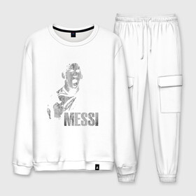 Мужской костюм хлопок с принтом Messi Scream в городе Новоалтайск, 100% хлопок | на свитшоте круглая горловина, мягкая резинка по низу. Брюки заужены к низу, на них два вида карманов: два “обычных” по бокам и два объемных, с клапанами, расположенные ниже линии бедра. Брюки с мягкой трикотажной резинкой на поясе и по низу штанин. В поясе для дополнительного комфорта — широкие завязки | argentina | barca | barcelona | football | lionel | messi | spain | sport | аргентина | барса | барселона | гол | золотой мяч | игрок | испания | камп ноу | лионель | месси | мяч | спорт | тренер | футбол | чемпион | чемпионат