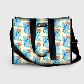Сумка-шоппер 3D с принтом Rainbow Dash в городе Новоалтайск, 100% полиэстер | застегивается на металлическую кнопку; внутренний карман застегивается на молнию. Стенки укреплены специальным мягким материалом, чтобы защитить содержимое от несильных ударов
 | my little pony | дружба это чудо | единорог | единороги | май литл пони | мульт | мультфильм | радуга дэш | селестия | спайк | сумеречная искорка
