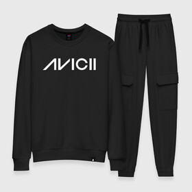 Женский костюм хлопок с принтом AVICII в городе Новоалтайск, 100% хлопок | на свитшоте круглая горловина, мягкая резинка по низу. Брюки заужены к низу, на них два вида карманов: два 