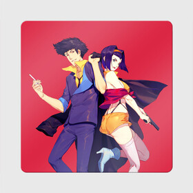 Магнит виниловый Квадрат с принтом Cowboy Bebop Спайк и Фэй в городе Новоалтайск, полимерный материал с магнитным слоем | размер 9*9 см, закругленные углы | anime | cowboy bebop | feye | manga | spike spiegel | valentine | аниме | бибоп | ковбой | ковбой бибоп | космический | космос | манга | ретро аниме | спайк шпигель | фэй валентайн