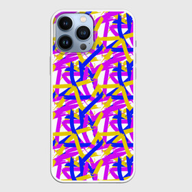 Чехол для iPhone 13 Pro Max с принтом абстракция из ярких  полос в городе Новоалтайск,  |  | abstract | art | blue | bright | brush strokes | childrens | color | daub | drawing | geometry | gouache | isometry | lilac | pattern | stripes | three | yellow | абстрактный | гуашь | желтый | мазки кистью | мазня | полосы | синий | сиреневый | три | цве