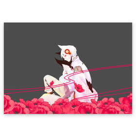 Поздравительная открытка с принтом Flower Tomoe в городе Новоалтайск, 100% бумага | плотность бумаги 280 г/м2, матовая, на обратной стороне линовка и место для марки
 | akura | kamisama kiss | kitsune | mizuki | nanami | tomoe | yokai | акура | аниме | бог | боги | демон лис | демоны | ёкай | змея | йокай | кицуне | лис | мидзуки | мизуки | нанами | неко | очень приятно бог | томое | томоэ