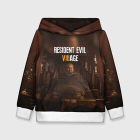 Детская толстовка 3D с принтом RESIDENT EVIL VILLAGE | РЕ ДЕРЕВНЯ (Z) в городе Новоалтайск, 100% полиэстер | двухслойный капюшон со шнурком для регулировки, мягкие манжеты на рукавах и по низу толстовки, спереди карман-кенгуру с мягким внутренним слоем | Тематика изображения на принте: horror | resident evil | resident evil 8 | village | демитреска | деревня | леди димитреска | обитель зла | резидент эвил | ресидент евил | хоррор