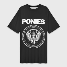Платье-футболка 3D с принтом Pony x Ramones в городе Новоалтайск,  |  | Тематика изображения на принте: my little pony | ramones | дружба это чудо | единорог | единороги | май литл пони | мульт | мультфильм | рамонс | рок