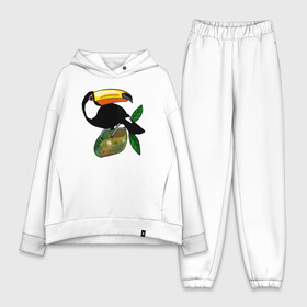 Женский костюм хлопок Oversize с принтом Тукан и манго в городе Новоалтайск,  |  | bird | exotic | fruit | summer | tropical | аргентина | джунгли | еда | животные | звери | крылья | лето | листья | манго | мексика | острова | отпуск | пернатые | природа | птенец | птица | птичка | растения | тропические