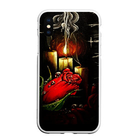 Чехол для iPhone XS Max матовый с принтом Роза при свечах в городе Новоалтайск, Силикон | Область печати: задняя сторона чехла, без боковых панелей | дым | роза | роса | свет | свечи