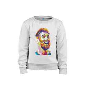 Детский свитшот хлопок с принтом Messi Smile в городе Новоалтайск, 100% хлопок | круглый вырез горловины, эластичные манжеты, пояс и воротник | argentina | barca | barcelona | football | lionel | messi | spain | sport | аргентина | барса | барселона | гол | золотой мяч | игрок | испания | камп ноу | лионель | месси | мяч | спорт | тренер | футбол | чемпион | чемпионат