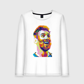 Женский лонгслив хлопок с принтом Messi Smile в городе Новоалтайск, 100% хлопок |  | argentina | barca | barcelona | football | lionel | messi | spain | sport | аргентина | барса | барселона | гол | золотой мяч | игрок | испания | камп ноу | лионель | месси | мяч | спорт | тренер | футбол | чемпион | чемпионат