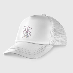 Детская кепка тракер с принтом Крыса-цербер в городе Новоалтайск, Козырек - 100% хлопок. Кепка - 100% полиэстер, Задняя часть - сетка | универсальный размер, пластиковая застёжка | rat | грызуны | животные | звери | король | крыса | монстры | существа