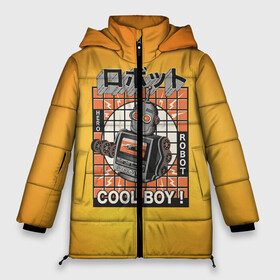 Женская зимняя куртка Oversize с принтом Ретро робот cool boy в городе Новоалтайск, верх — 100% полиэстер; подкладка — 100% полиэстер; утеплитель — 100% полиэстер | длина ниже бедра, силуэт Оверсайз. Есть воротник-стойка, отстегивающийся капюшон и ветрозащитная планка. 

Боковые карманы с листочкой на кнопках и внутренний карман на молнии | cool boy | кассета | кассетный робот | классный парень | парень | ретро | робот | электроника