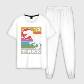 Мужская пижама хлопок с принтом T-rex Dino 72 в городе Новоалтайск, 100% хлопок | брюки и футболка прямого кроя, без карманов, на брюках мягкая резинка на поясе и по низу штанин
 | dino | rex | roar | t rex | дино | динозавр | динозавры