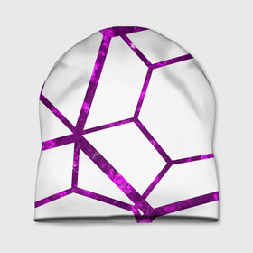 Шапка 3D с принтом Hexagon в городе Новоалтайск, 100% полиэстер | универсальный размер, печать по всей поверхности изделия | hexagon | lines | purple | violet | линии | фиолетовый многоугольник | шестиугольник