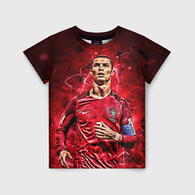 Детская футболка 3D с принтом Cristiano Ronaldo (Portugal) в городе Новоалтайск, 100% гипоаллергенный полиэфир | прямой крой, круглый вырез горловины, длина до линии бедер, чуть спущенное плечо, ткань немного тянется | Тематика изображения на принте: 7 | cr | cr7 | cristiano | fc | fifa | footbal | juventus | madrid | portugal | real | ronaldo | soccer | криштиану | лига | мяч | мячик | поле | португалия | роналду | спорт | форма | футбол | футболист | футбольная | футбольный | чемпион |
