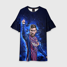 Детское платье 3D с принтом Lionel Messi | Barcelona | 10 в городе Новоалтайск, 100% полиэстер | прямой силуэт, чуть расширенный к низу. Круглая горловина, на рукавах — воланы | Тематика изображения на принте: 10 | argentina | barcelona | fc | fifa | footbal | leo | lionel | messi | soccer | аргентина | барселона | лео | лига | лионель | месси | мяч | мячик | поле | спорт | форма | футбол | футболист | футбольная | футбольный | чемпион